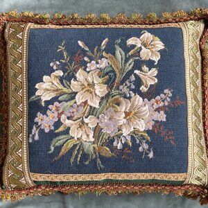 Exquisite Antique Needlepointed Pillow